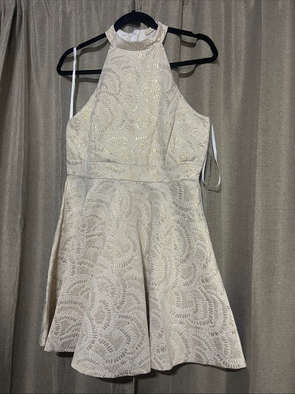 everleigh Cream Dress with Gold Trim